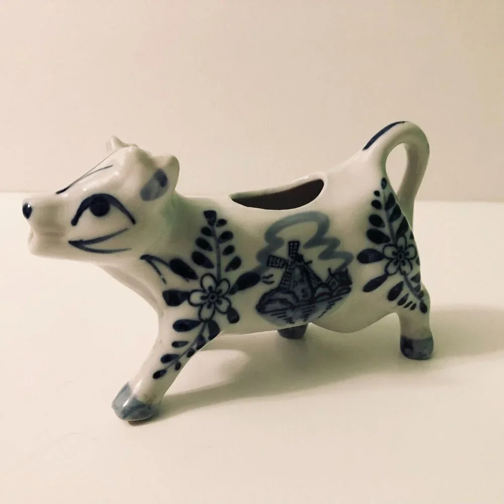 Vintage Delft Blue Colour Cow Creamer Pitcher Hand Painted Holland